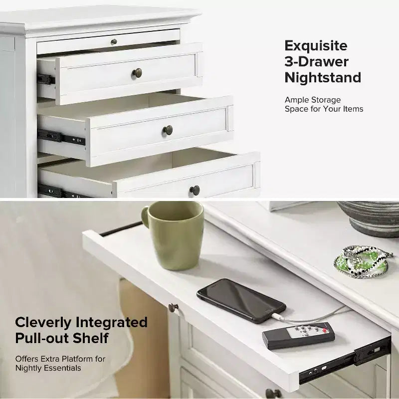 Giorgio Tavolino a 3 cassetti con prese integrate|HULALA HOME