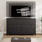 Comò a 7 cassetti, cassettiera moderna in legno, mobile TV con cassetti, organizer in legno con maniglie per camera da letto, soggiorno, corridoio, bianco
