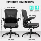 Sedie da Scrivania Ergonomiche per Computer, Sedia da Ufficio Comoda e Traspirante con Supporto Lombare Regolabile e Braccioli Ribaltabili,