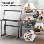 Supporto multiplo per chitarre a 2 ripiani, con 14 alloggiamenti, regolabile in altezza, espositore per chitarre, accessori per amplificatori per chitarra per studio musicale domestico