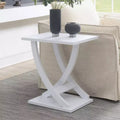 HomeStock Belmont Criss-Cross Chairside End Table with Woodgrain Finish, Contemporary Side Table with Open Storage for Living Room Decor