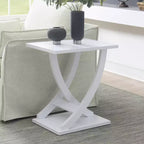 HomeStock Belmont Tavolino laterale a croce con finitura effetto legno, Tavolino contemporaneo con vano a giorno per l'arredamento del soggiorno