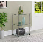 HomeStock Belmont Tavolino da Divano Alto a 3 Ripiani in Vetro, Elegante Tavolino Moderno d'Appoggio con Ripiani Multipli in Vetro per Ogni Spazio Abitativo
