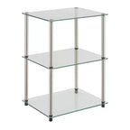 HomeStock Belmont Tavolino da Divano Alto a 3 Ripiani in Vetro, Elegante Tavolino Moderno d'Appoggio con Ripiani Multipli in Vetro per Ogni Spazio Abitativo