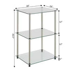 HomeStock Belmont Tavolino da Divano Alto a 3 Ripiani in Vetro, Elegante Tavolino Moderno d'Appoggio con Ripiani Multipli in Vetro per Ogni Spazio Abitativo