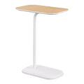HomeStock Belmont Light Oak C Shaped End Table with Woodgrain Veneer Finish, Slide Under Sofa or Bed, Modern Accent Side Table with Metal Base