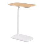 HomeStock Belmont Light Oak C Shaped End Table with Woodgrain Veneer Finish, Slide Under Sofa or Bed, Modern Accent Side Table with Metal Base