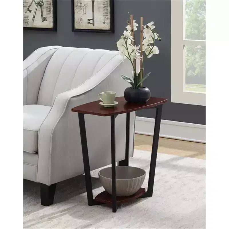 HomeStock Belmont Tavolino minimalista con lati in vetro temperato, superficie superiore elegante e ripiano inferiore aperto per riviste o libri