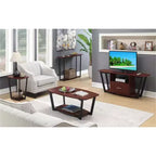 HomeStock Belmont Tavolino minimalista con lati in vetro temperato, superficie superiore elegante e ripiano inferiore aperto per riviste o libri