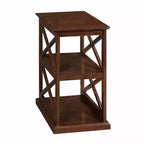 HomeStock Belmont, tavolino da divano con ripiani, moderno, stile coloniale, a tre livelli, in legno massello con bordi smussati, per salotto