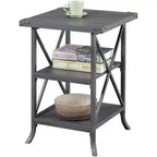 HomeStock Belmont Tavolino da Divano con Ampio Piano, Ripiano Inferiore Aperto, Telaio in Metallo Verniciato a Polvere e Design Rustico Moderno