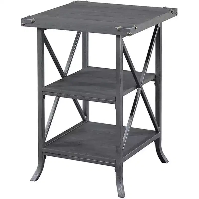 HomeStock Belmont Tavolino da Divano con Ampio Piano, Ripiano Inferiore Aperto, Telaio in Metallo Verniciato a Polvere e Design Rustico Moderno