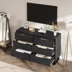Freestanding Vertical Drawer Cabinet with Storage, 6 Dresser for Bedroom Wooden Closet Storage Chest for Bedroom