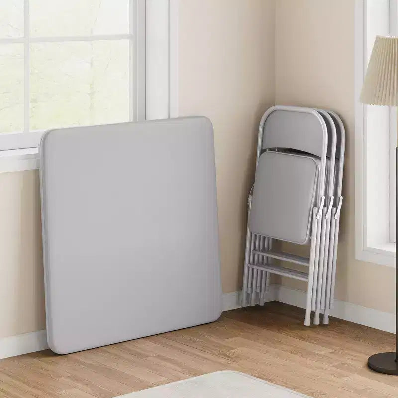 Tavolo quadrato pieghevole, tavolo da gioco portatile imbottito da 94 cm con gambe pieghevoli per 4 persone, tavolo da gioco pieghevole moderno, tavolo da pranzo in metallo