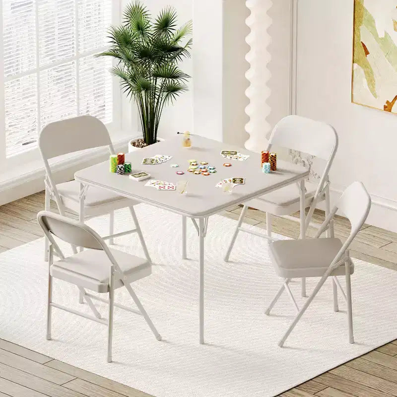 Tavolo quadrato pieghevole, tavolo da gioco portatile imbottito da 94 cm con gambe pieghevoli per 4 persone, tavolo da gioco pieghevole moderno, tavolo da pranzo in metallo