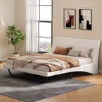 Christopher Knight Home Adrian Moderno Letto Imbottito in Ecopelle con Design a Onda Curva