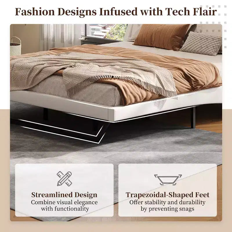 Christopher Knight Home Adrian Moderno Letto Imbottito in Ecopelle con Design a Onda Curva
