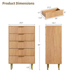 Cassettiera a 3 cassetti per camera da letto, cassettiera a scanalature da 71 cm con maniglie dorate, cassettiera in legno, comodino stretto, organizer per vestiti per camera da letto