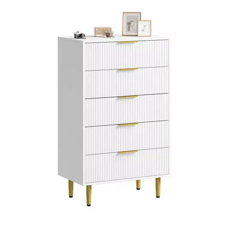Cassettiera a 3 cassetti per camera da letto, cassettiera a scanalature da 71 cm con maniglie dorate, cassettiera in legno, comodino stretto, organizer per vestiti per camera da letto