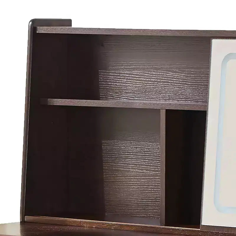 Homy Casa Tavolino da toeletta con specchio LED, mobiletto e sgabello per camera da letto o zona trucco, noce