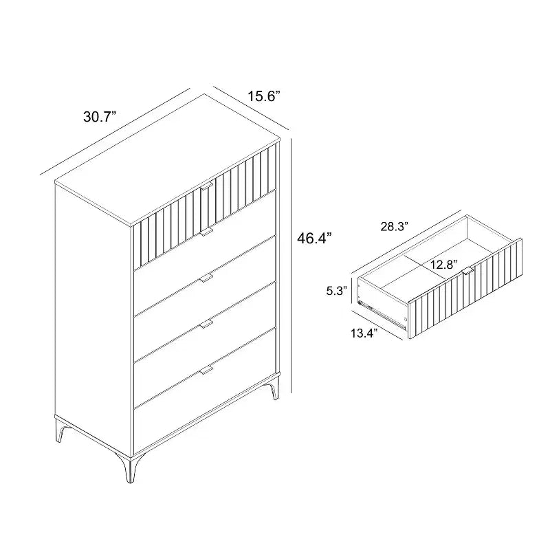 Cassettiera Galano Zaffy a 5 cassetti (Interlock) - Noce Ambrato