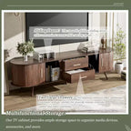 Mobile Porta TV per Televisori fino a 80 Pollici, Credenza TV Moderna Mid-Century Mobile per Media Centro Intrattenimento con Ante Scorrevoli e 2 Cassetti, Marrone Scuro - ModernLuxe
