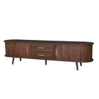 Mobile Porta TV per Televisori fino a 80 Pollici, Credenza TV Moderna Mid-Century Mobile per Media Centro Intrattenimento con Ante Scorrevoli e 2 Cassetti, Marrone Scuro - ModernLuxe