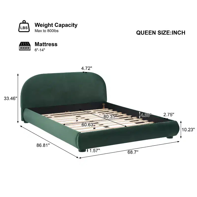 Christopher Knight Home Emilia Letto a piattaforma moderno imbottito con testiera ricurva