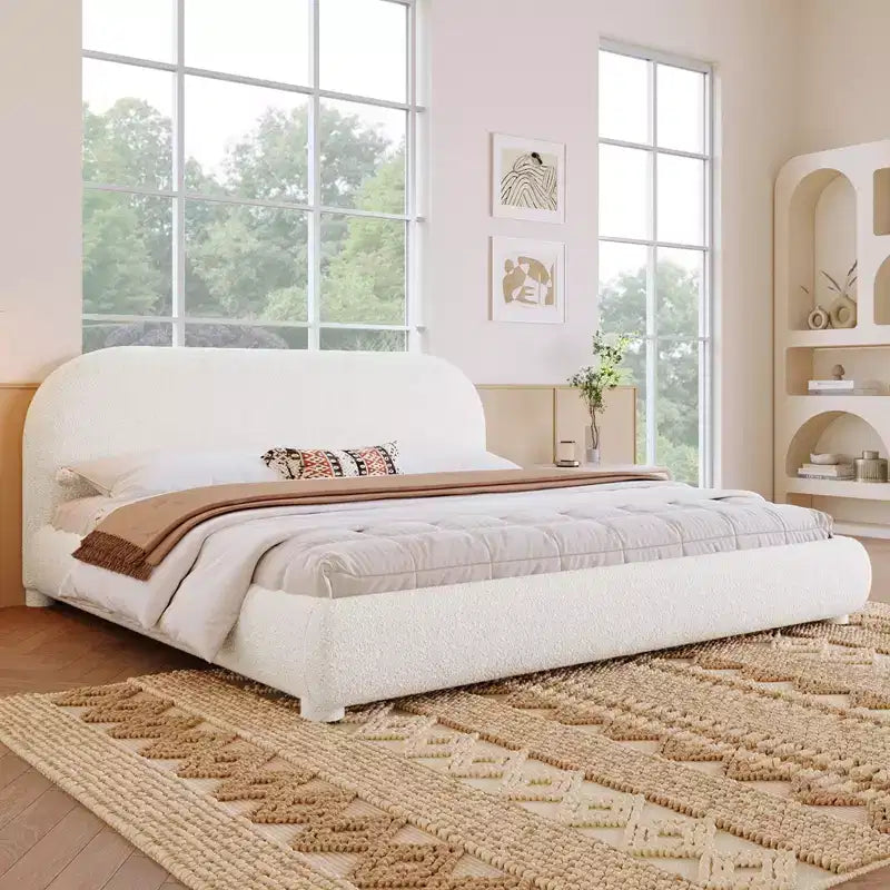 Christopher Knight Home Emilia Letto a piattaforma moderno imbottito con testiera ricurva