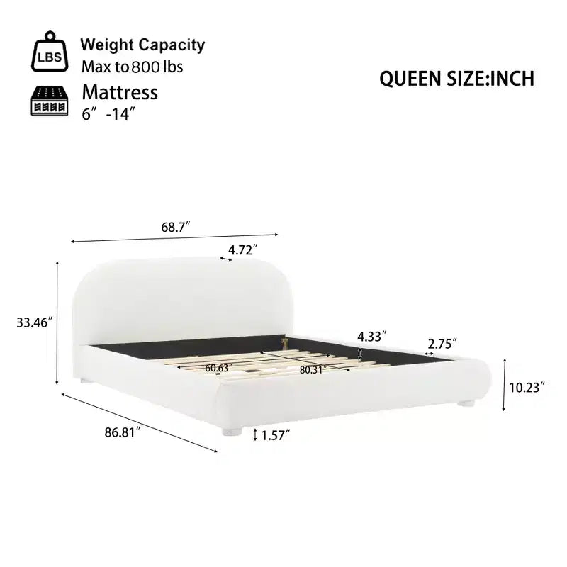 Christopher Knight Home Emilia Letto a piattaforma moderno imbottito con testiera ricurva