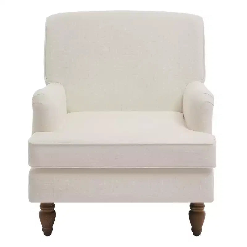 Poltrona GDFStudio Sidney Accent con tessuto in lino imbottito e gambe in legno massello