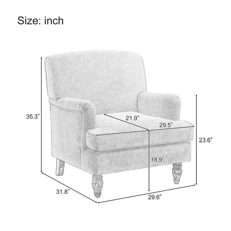 Poltrona GDFStudio Sidney Accent con tessuto in lino imbottito e gambe in legno massello