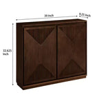 Mobile contenitore a V stile Mid-Century Modern, credenza a buffet stretta con fori per cavi, ante a coste e base in legno massello per soggiorno