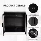 Credenza da cucina moderna in legno massiccio con ante in vetroMobile buffet versatile