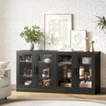 Solid Wood Modern Kitchen Pantry Sideboard with Glass DoorsVersatile Buffet Cabinet