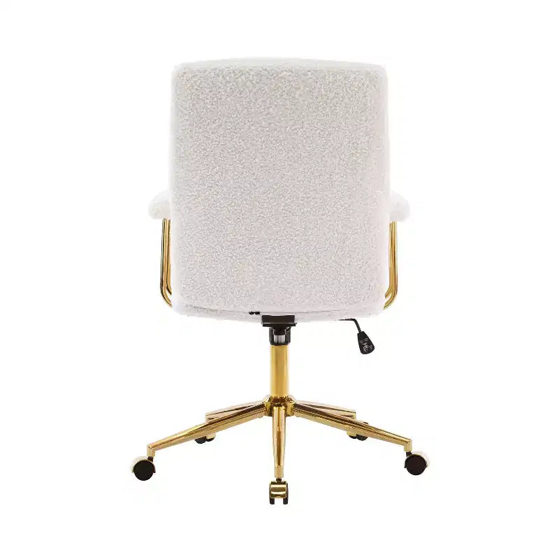 Sedia da Ufficio Okak Moderna in Pile con Struttura Dorata, Sedia Comoda Girevole a 360° con Altezza Regolabile e Ruote, Sedia da Scrivania per Studio, Sala di Lettura