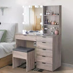 Set Comodino con 6 Cassetti e 2 Ripiani Laminato in Melaminico Grigio Effetto Truciolare