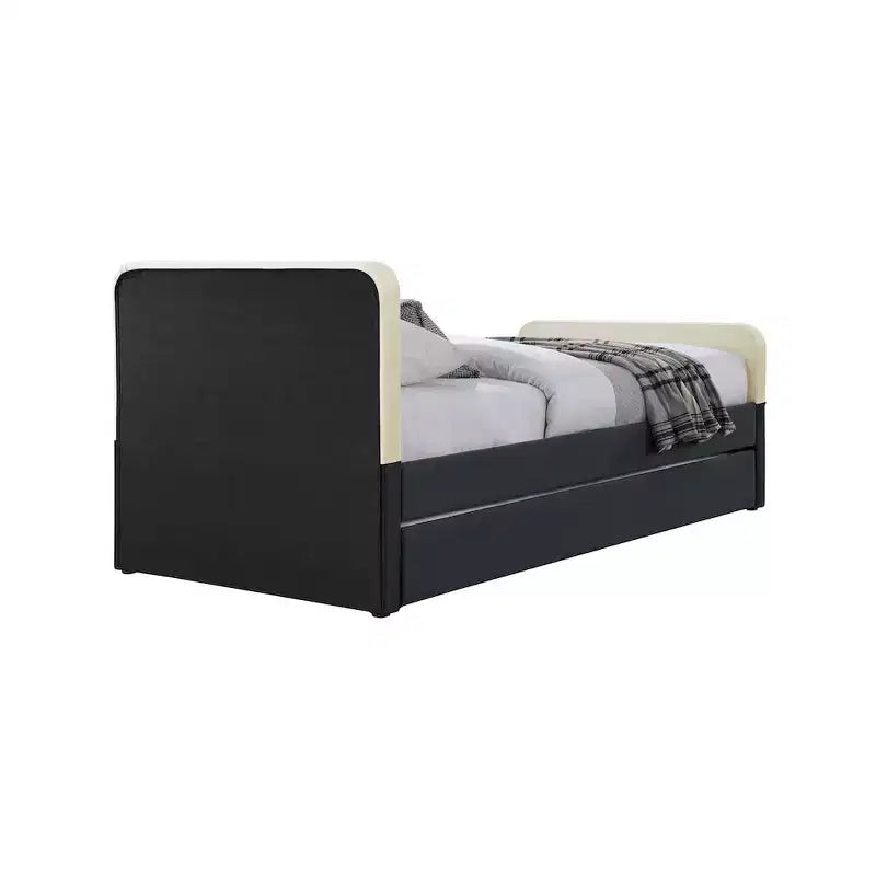 Meridian Furniture, Letto Matrimoniale a Scomparsa/Contenitore in Velluto Nero e Crema Ivy