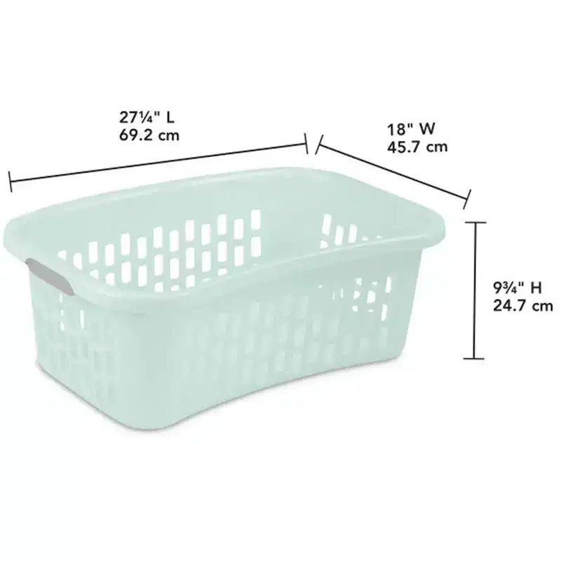 Cesta per bucato Sterilite HipHold, cesto portabiancheria in plastica da 1,5 bushel, colore menta, confezione da 18