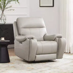 Poltrona reclinabile elettrica zero gravity Spruce & Spring in vera pelle con porte di ricarica