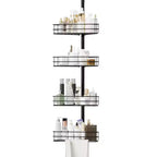 Corner Shower Caddy Tension Pole, 4 Tier Bathroom Organizer Shelves, Rustproof Bathroom Shower Organizer, 76-110 Adjustable Height
