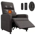 Power Recliner Chair with Heat & Massage, Electric Lift Recliner with Padded Seat & 2 Side Pockets, Single Sofa Seat for Living Room, Bedroom