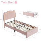 Letto Matrimoniale Smart LED - Testiera Regolabile, Base Imbottita in Velluto, Nessuna Rete a Molle, Doghe in Legno