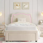 Letto Matrimoniale Smart LED - Testiera Regolabile, Base Imbottita in Velluto, Nessuna Rete a Molle, Doghe in Legno