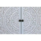 Okak 60in Mobiletto d'Appoggio Antico, Credenza Rustica in Legno con Quattro Ante Intagliate, Mobile Contenitore per Cucina, Sala da Pranzo
