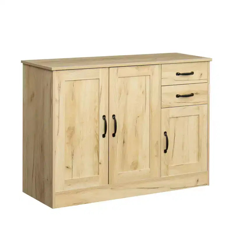 Credenza Moderna Okak, Mobile Buffet con 3 Ante e 2 Cassetti, Mobile Contenitore per Soggiorno, Sala da Pranzo, Cucina