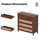 Madia Okak Farmhouse, Credenza con 4 Cassetti, Mobile Contenitore per Soggiorno, Sala da Pranzo, Cucina