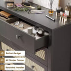 Madia Okak Farmhouse, Credenza con 4 Cassetti, Mobile Contenitore per Soggiorno, Sala da Pranzo, Cucina