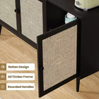 Mobile Credenza Okak, Mobile Buffet con 3 Ante Decorate in Rattan, Mobile Contenitore per Soggiorno, Sala da Pranzo, Cucina