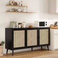 Okak Sideboard Cabinet, Buffet Cabinet with 3 Rattan Decorated Doors, Storage Cabinet for Living Room, Dining Room, Kitchen
